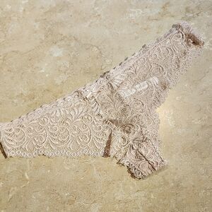 Honeydew Nude Cat Lace Brief Cut Thong Panty M